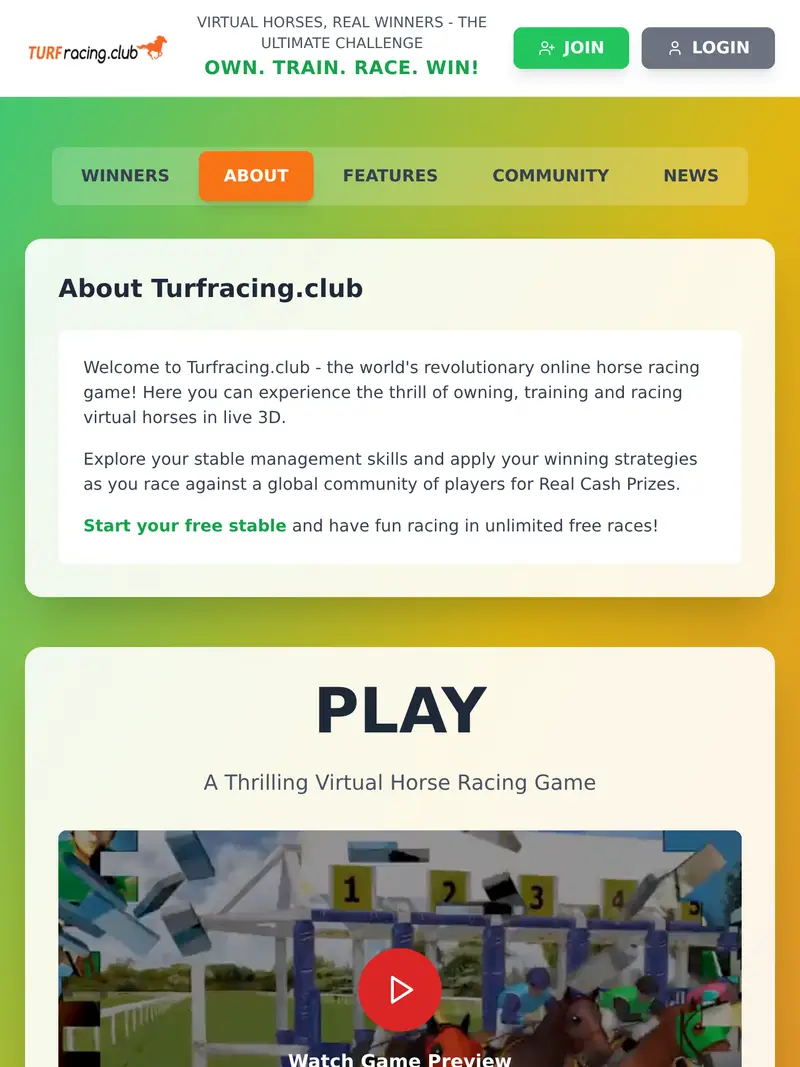 Turfracing.club - homepage (tablet)