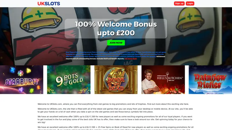 Ukslots - homepage (desktop)