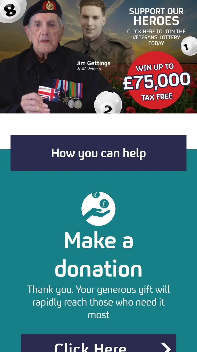 Veterans Foundation - homepage (mobile)