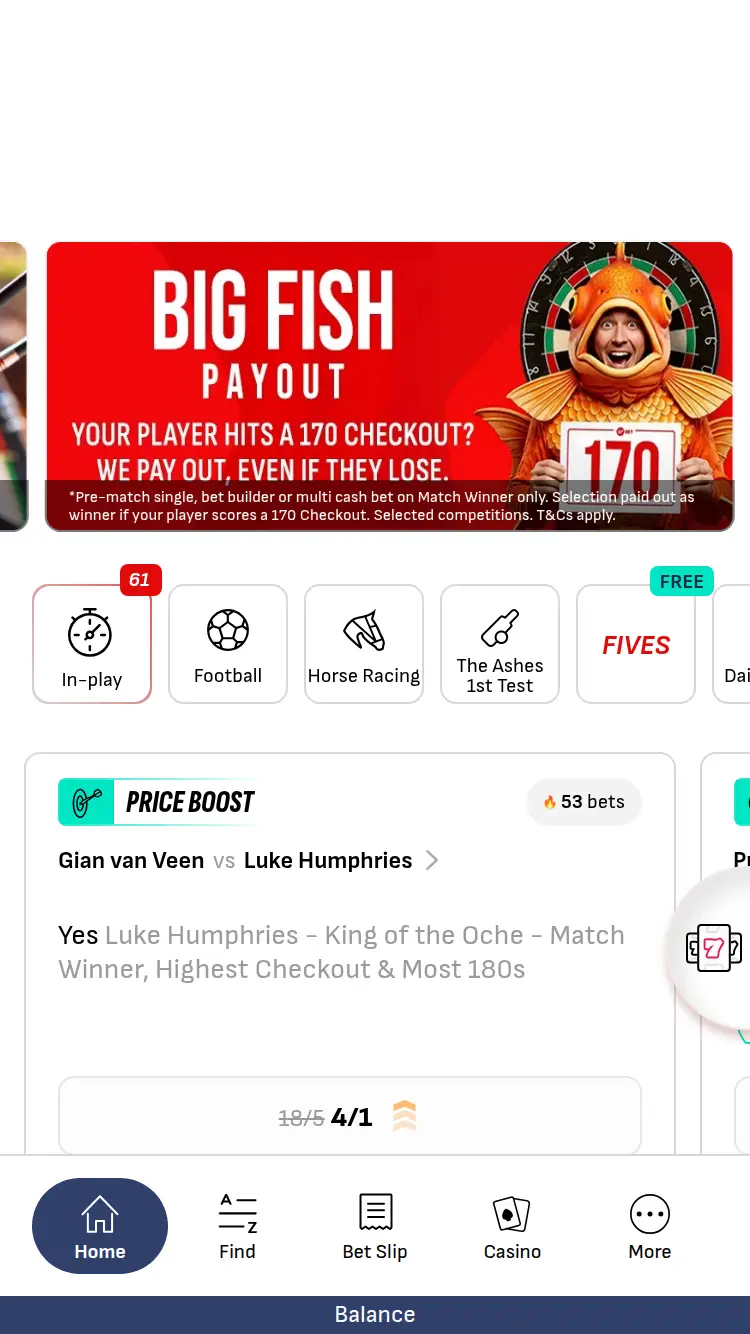 Virgin Bet - homepage (mobile)
