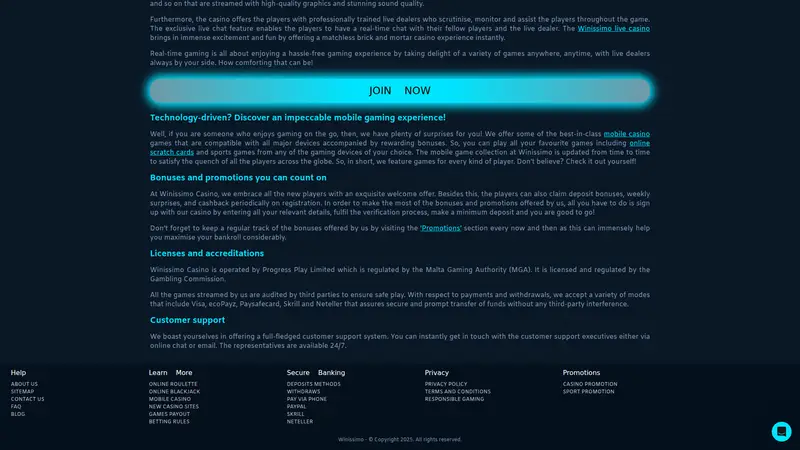 Winissimo - homepage (desktop)