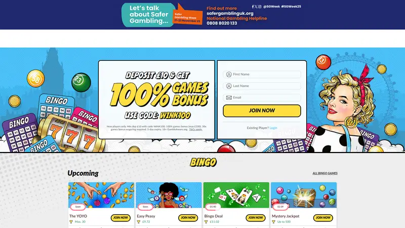 Wink Bingo - homepage (desktop)