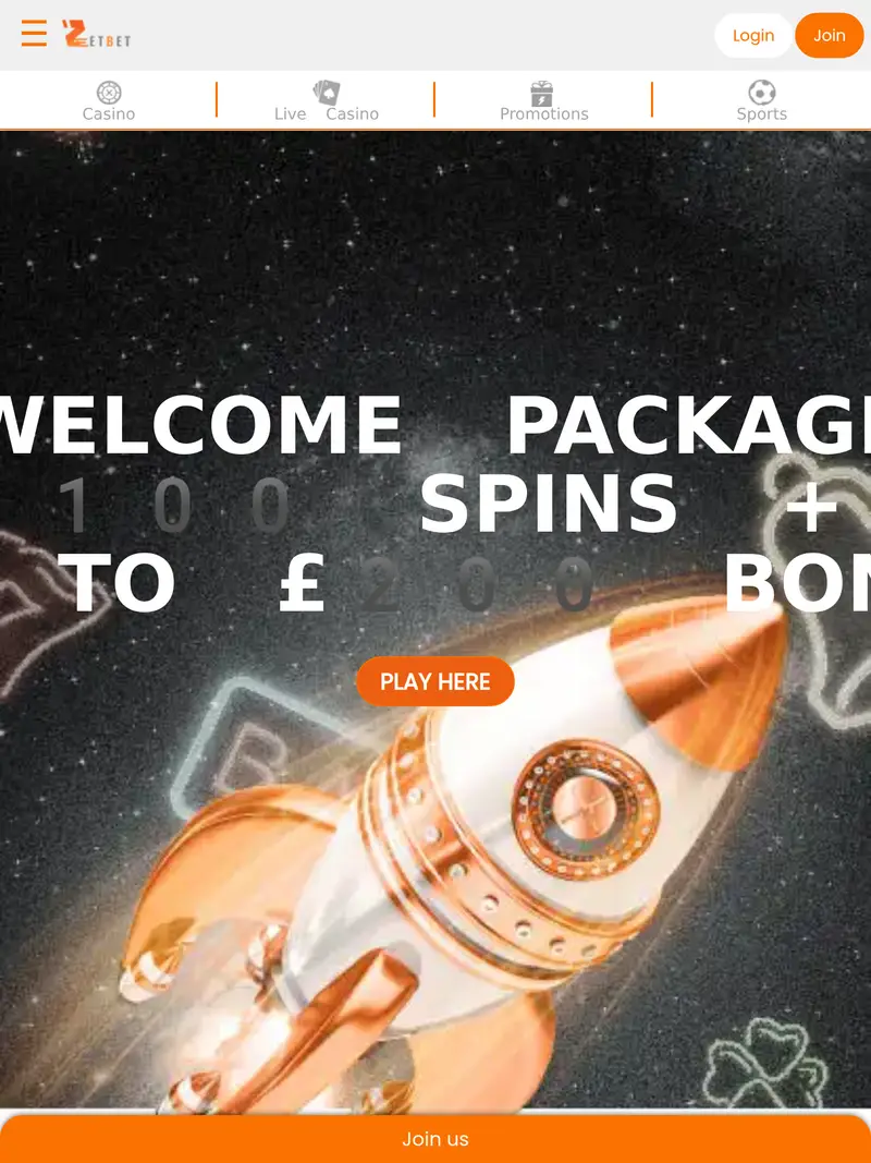 Zet Bet - homepage (tablet)