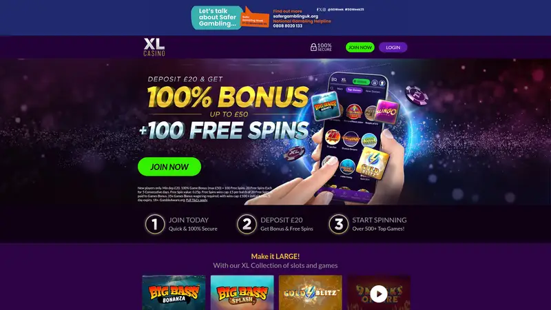 Xlcasino - homepage (desktop)