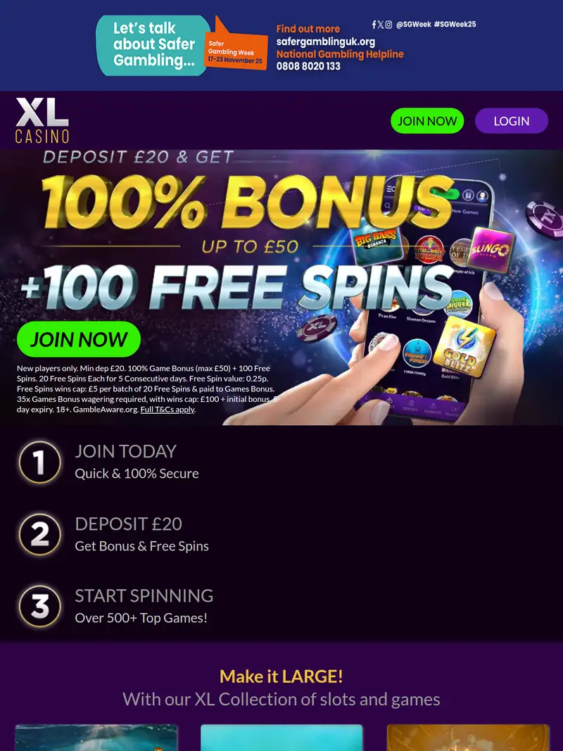 Xlcasino - homepage (tablet)
