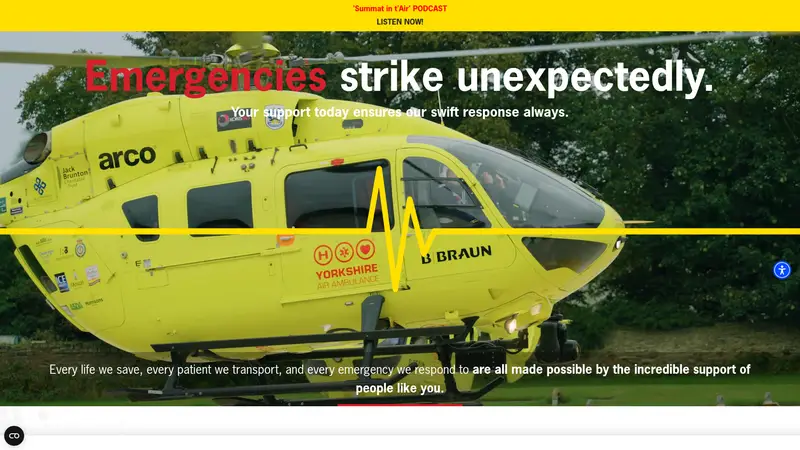Yorkshire Air Ambulance - homepage (desktop)