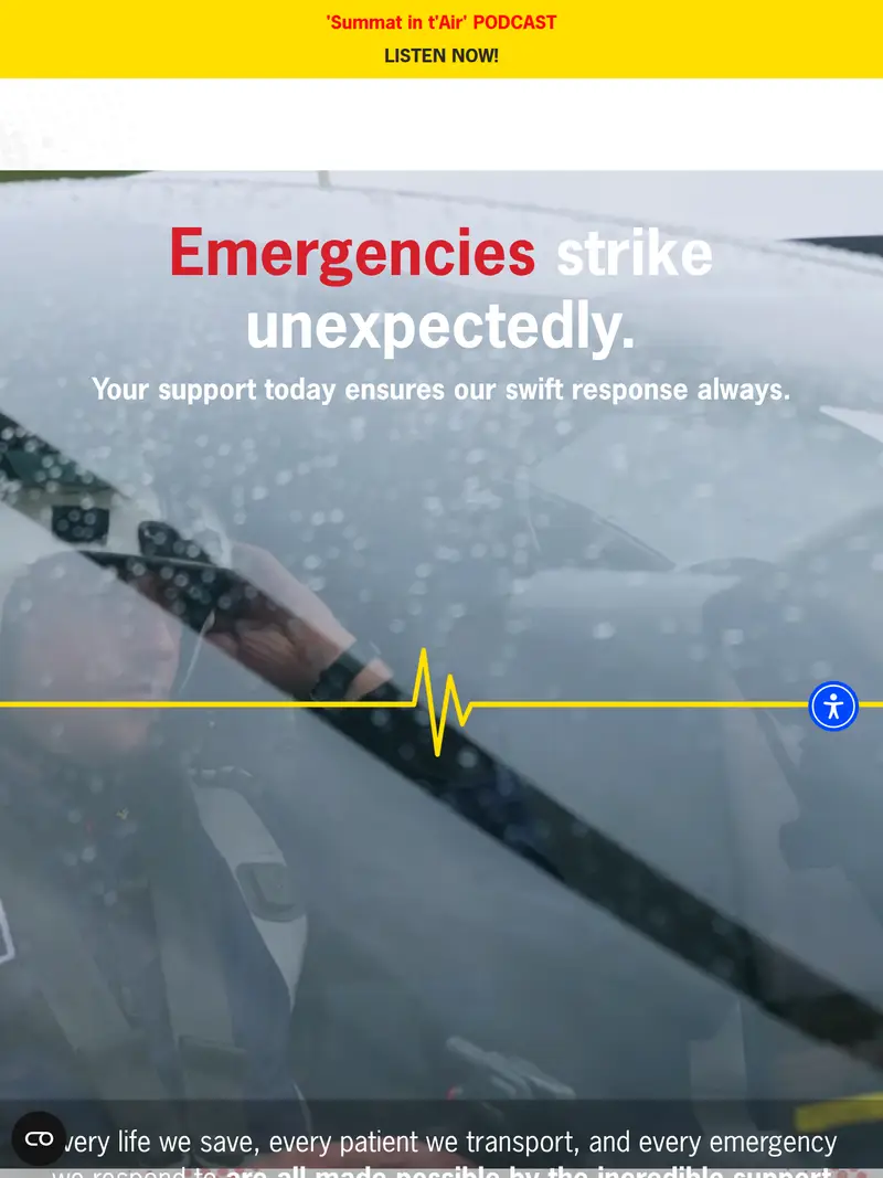 Yorkshire Air Ambulance - homepage (tablet)