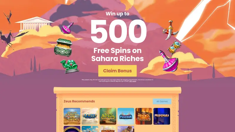 Zeus Bingo - homepage (desktop)